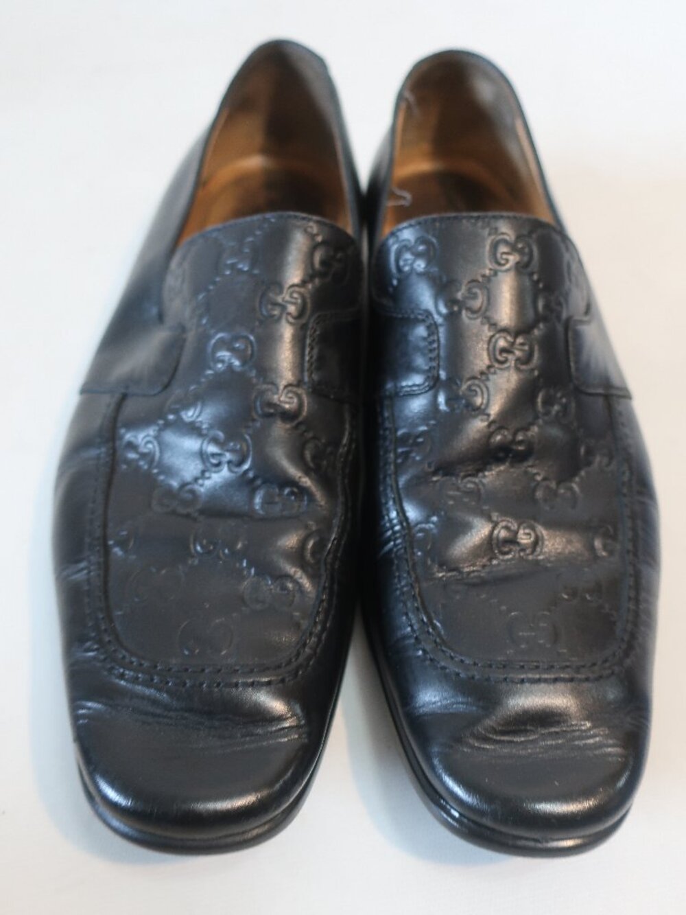 Authentic Men Gucci Black GG Guccissima Leather Designer Loafer Dress Shoe 10.5D